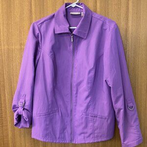 Chicos Purple Zip Front D-Ring Sleeve Top Size 2